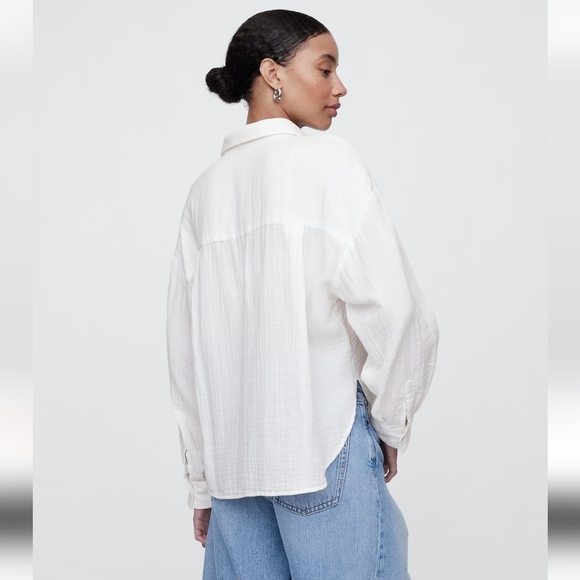 NWT Gap Women's Gauze Button Front Shirt White XXL XL S - Picture 2 of 6